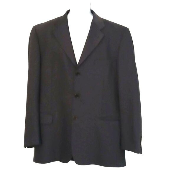 Vintage 80s Blazer Men 42R Gray Roberto Villini 3 Button Wool Italy Notch Lapel - Picture 1 of 9